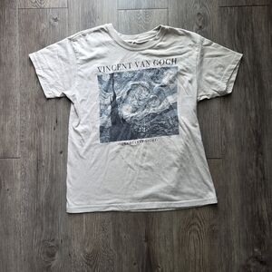 Mighty Fine White Tee with Blue Graphic 'Vincent van Gogh'
